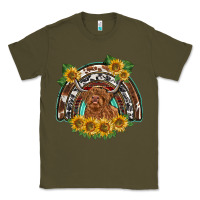 Army Green scottish calf sunflowers rainbow Classic Tee - BarkalooDesign