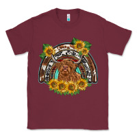 Burgundy scottish calf sunflowers rainbow Classic Tee - BarkalooDesign