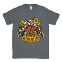 Charcoal Heather scottish calf sunflowers rainbow Classic Tee - BarkalooDesign