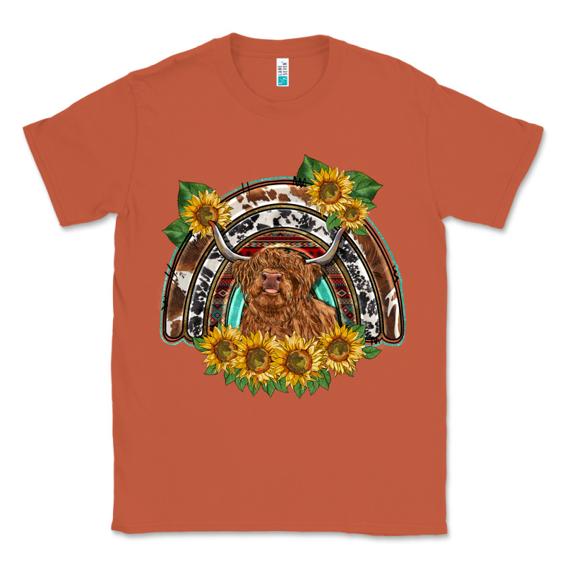 Scottish Calf Sunflowers Rainbow Classic Tee by BarkalooDesign | Teevron