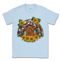 Dusty Blue scottish calf sunflowers rainbow Classic Tee - BarkalooDesign