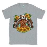 Heather Grey scottish calf sunflowers rainbow Classic Tee - BarkalooDesign