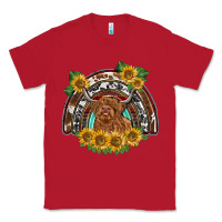 Red scottish calf sunflowers rainbow Classic Tee - BarkalooDesign