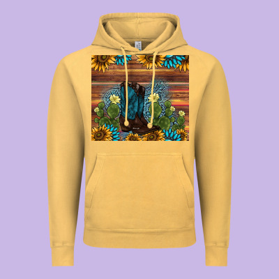 Boot Cactus Sunflower Gemstone Vintage Hoodie Designed By Adodesignshop