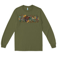 Army Green western mama with highland cow Long Sleeve Tee - RanaPortraitStore