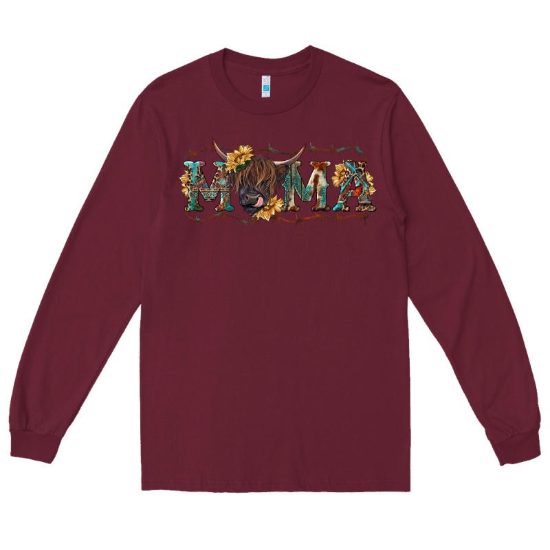 Western Mama With Highland Cow Long Sleeve Tee by RanaPortraitStore | Teevron