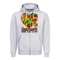 Heather Grey juneteenth 1865 graffiti Zipper Hoodie - HRA Design Shop