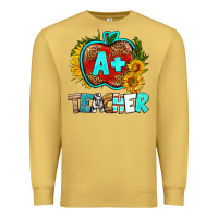 Antique Gold a+ teacher apple Premium Sweatshirt - BundleAndBundleShop
