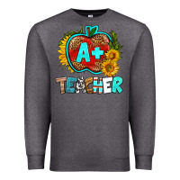 Charcoal Heather a+ teacher apple Premium Sweatshirt - BundleAndBundleShop