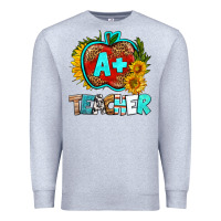 Heather Grey a+ teacher apple Premium Sweatshirt - BundleAndBundleShop