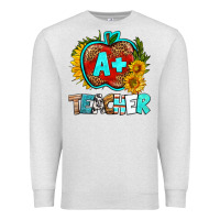 Oatmeal Heather a+ teacher apple Premium Sweatshirt - BundleAndBundleShop