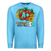 Ocean Blue a+ teacher apple Premium Sweatshirt - BundleAndBundleShop