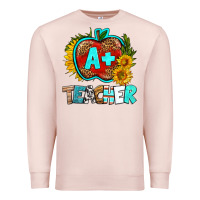 Pale Pink a+ teacher apple Premium Sweatshirt - BundleAndBundleShop