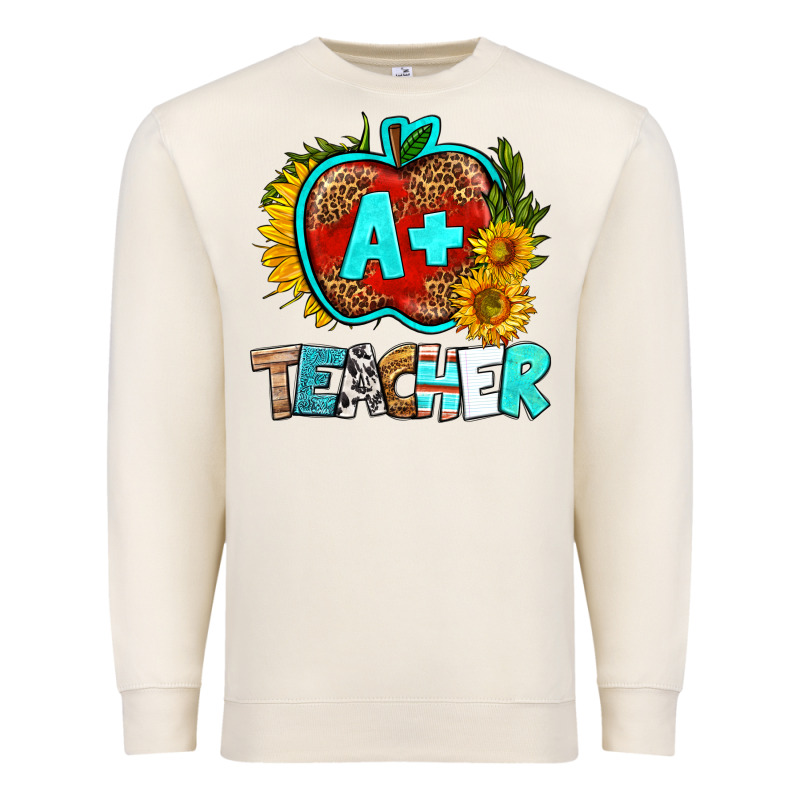 A+ Teacher Apple Premium Sweatshirt by BundleAndBundleShop | Teevron