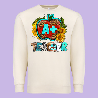 A+ Teacher Apple Premium Sweatshirt Designed By Bundleandbundleshop
