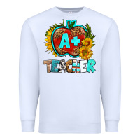 White a+ teacher apple Premium Sweatshirt - BundleAndBundleShop