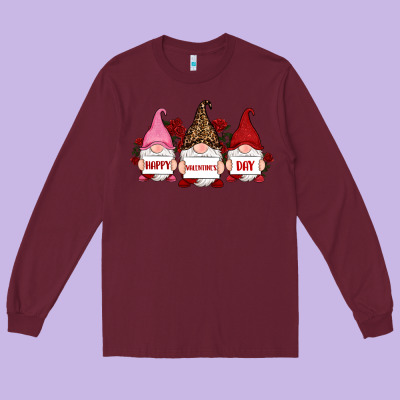 Happy Valentine's Day Dno Es With Rose Long Sleeve Tee Designed By Ranaportraitstore