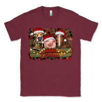 Burgundy merry christmas farm animals Classic Tee - RanaPortraitStore