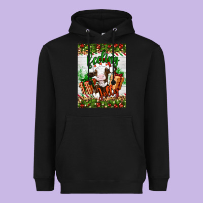 Christmas Feeling Jolly Cow Heavyweight Hoodie Designed By Artiststas