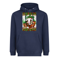 Navy Christmas feeling jolly cow Heavyweight Hoodie - Artiststas
