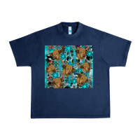 Navy western aztec highland cow Urban Heavy Tee - RanaPortraitStore