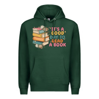 Sports Green it's a good day to read a book Premium Hoodie - MaliasSmallBusiness