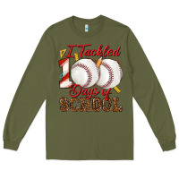 Army Green i tackled 100days of school baseball Long Sleeve Tee - texasbilliewilder