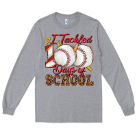 Heather Grey i tackled 100days of school baseball Long Sleeve Tee - texasbilliewilder