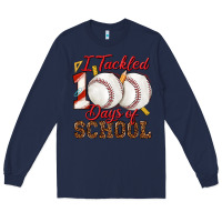 Navy i tackled 100days of school baseball Long Sleeve Tee - texasbilliewilder