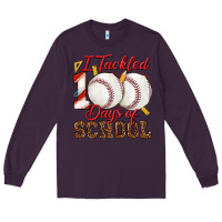 Plum i tackled 100days of school baseball Long Sleeve Tee - texasbilliewilder