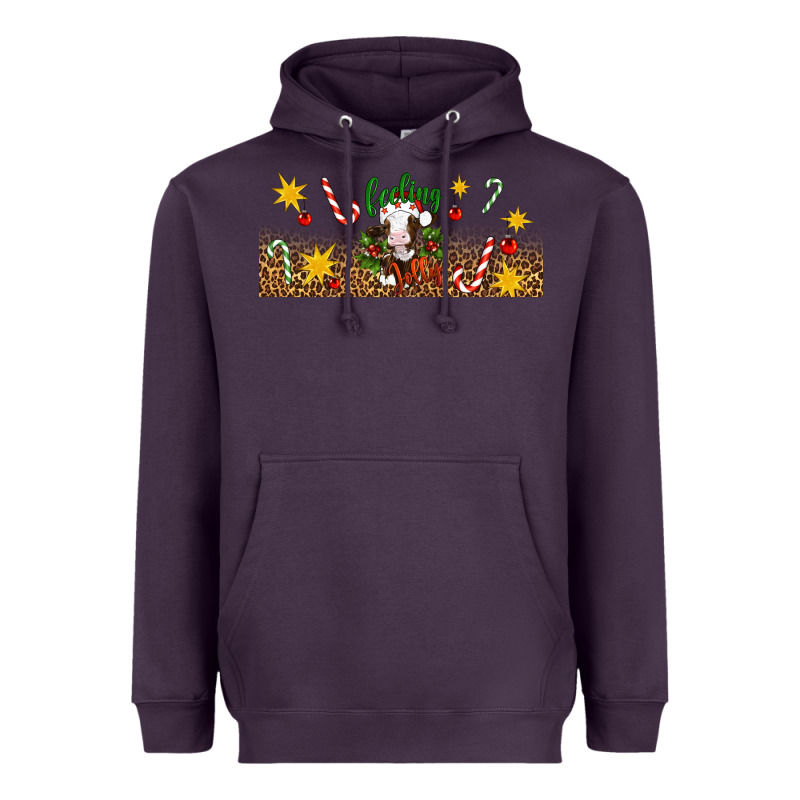 Christmas Feeling Jolly Cow Heavyweight Hoodie by Artiststas | Teevron