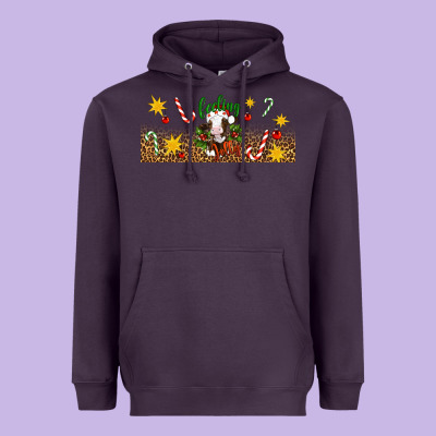 Christmas Feeling Jolly Cow Heavyweight Hoodie Designed By Artiststas