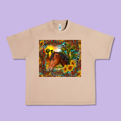 Urban Heavy Tee western horse and sunflower
