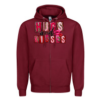 Burgundy hugs and kisses Zipper Hoodie - FaDigitalArtStudio