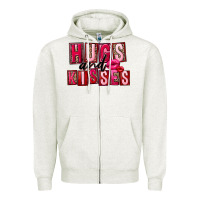 Oatmeal Heather hugs and kisses Zipper Hoodie - FaDigitalArtStudio