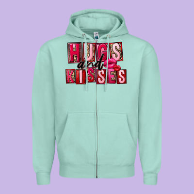 Hugs And Kisses Zipper Hoodie Designed By Fadigitalartstudio