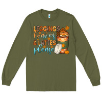 Army Green leggins leaves and lattes Long Sleeve Tee - Zillion Design Studio
