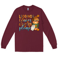Burgundy leggins leaves and lattes Long Sleeve Tee - Zillion Design Studio