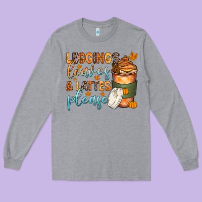 Leggins Leaves And Lattes Long Sleeve Tee Designed By Zillion Design Studio