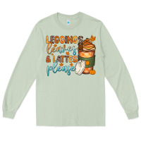 Matcha leggins leaves and lattes Long Sleeve Tee - Zillion Design Studio