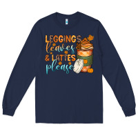 Navy leggins leaves and lattes Long Sleeve Tee - Zillion Design Studio