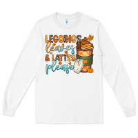 White leggins leaves and lattes Long Sleeve Tee - Zillion Design Studio