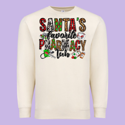 Santa's Favorite Pharmacy Tech Premium Sweatshirt Designed By Jasminsmagicworld