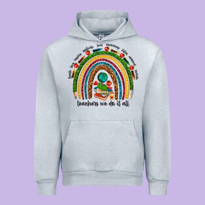 Teachers We Do It All Rainbow Urban Hoodie Designed By Nancycooperartshop