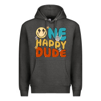 Charcoal Heather one happy dude Premium Hoodie - MaliasSmallBusiness