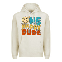 Oatmeal Heather one happy dude Premium Hoodie - MaliasSmallBusiness