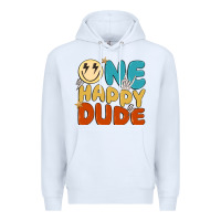 White one happy dude Premium Hoodie - MaliasSmallBusiness