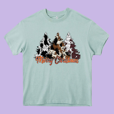 Merry Christmas Cowhide Trees Heavy Core Tee Designed By Cowhidedigitalart