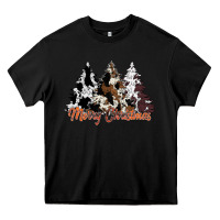 Black merry christmas cowhide trees Heavy Core Tee - CowhideDigitalArt
