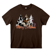 Chocolate Brown merry christmas cowhide trees Heavy Core Tee - CowhideDigitalArt